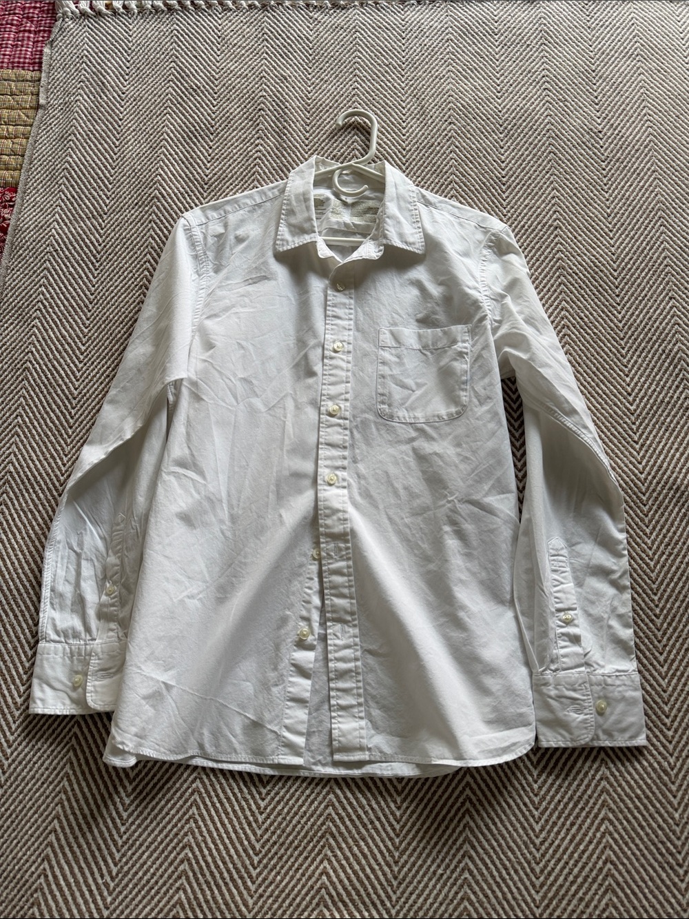 Muji White Long-Sleeve Cotton Dress Shirt with Chest Pocket